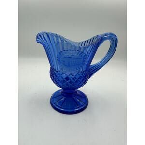 Vintage 1976 Avon  Fostoria Cobalt Blue Glass Mount Vernon Small Pitcher